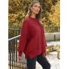 imageLILLUSORY Womens Oversized Batwing Sweaters 2025 Fall Outfits Trendy Crewneck Knit Side Slit Fashion Pullover TopsRed