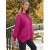 imageLILLUSORY Womens Oversized Batwing Sweaters 2025 Fall Outfits Trendy Crewneck Knit Side Slit Fashion Pullover TopsRose Red
