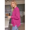 imageLILLUSORY Womens Oversized Batwing Sweaters 2025 Fall Outfits Trendy Crewneck Knit Side Slit Fashion Pullover TopsRose Red