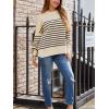 imageLILLUSORY Womens Oversized Batwing Sweaters 2025 Fall Outfits Trendy Crewneck Knit Side Slit Fashion Pullover TopsStripe Apricot