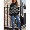 imageLILLUSORY Womens Oversized Batwing Sweaters 2025 Fall Outfits Trendy Crewneck Knit Side Slit Fashion Pullover TopsStripe Black