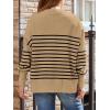 imageLILLUSORY Womens Oversized Batwing Sweaters 2025 Fall Outfits Trendy Crewneck Knit Side Slit Fashion Pullover TopsStripe Khaki