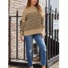 imageLILLUSORY Womens Oversized Batwing Sweaters 2025 Fall Outfits Trendy Crewneck Knit Side Slit Fashion Pullover TopsStripe Khaki
