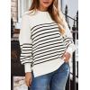 imageLILLUSORY Womens Oversized Batwing Sweaters 2025 Fall Outfits Trendy Crewneck Knit Side Slit Fashion Pullover TopsStripe White
