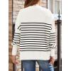 imageLILLUSORY Womens Oversized Batwing Sweaters 2025 Fall Outfits Trendy Crewneck Knit Side Slit Fashion Pullover TopsStripe White
