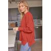 imageLILLUSORY Womens Oversized Batwing Sweaters 2025 Fall Outfits Trendy Crewneck Knit Side Slit Fashion Pullover TopsWatermelon Red