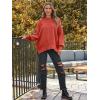 imageLILLUSORY Womens Oversized Batwing Sweaters 2025 Fall Outfits Trendy Crewneck Knit Side Slit Fashion Pullover TopsWatermelon Red