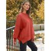 imageLILLUSORY Womens Oversized Batwing Sweaters 2025 Fall Outfits Trendy Crewneck Knit Side Slit Fashion Pullover TopsWatermelon Red