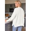 imageLILLUSORY Womens Oversized Batwing Sweaters 2025 Fall Outfits Trendy Crewneck Knit Side Slit Fashion Pullover TopsWhite