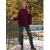 imageLILLUSORY Womens Oversized Batwing Sweaters 2025 Fall Outfits Trendy Crewneck Knit Side Slit Fashion Pullover TopsWine Red
