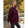 imageLILLUSORY Womens Oversized Batwing Sweaters 2025 Fall Outfits Trendy Crewneck Knit Side Slit Fashion Pullover TopsWine Red