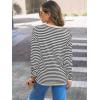 imageLILLUSORY Womens Striped Soft Knit Pullover Sweater Loose Fit Shirts with Chest PocketApricotstriped Grey