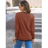 imageLILLUSORY Womens Striped Soft Knit Pullover Sweater Loose Fit Shirts with Chest PocketBlackstriped Rust