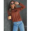 imageLILLUSORY Womens Striped Soft Knit Pullover Sweater Loose Fit Shirts with Chest PocketBlackstriped Rust