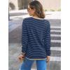 imageLILLUSORY Womens Striped Soft Knit Pullover Sweater Loose Fit Shirts with Chest PocketBlue Navy
