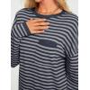 imageLILLUSORY Womens Striped Soft Knit Pullover Sweater Loose Fit Shirts with Chest PocketGrey Marble