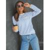 imageLILLUSORY Womens Striped Soft Knit Pullover Sweater Loose Fit Shirts with Chest PocketLight Blue