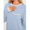 imageLILLUSORY Womens Striped Soft Knit Pullover Sweater Loose Fit Shirts with Chest PocketLight Blue