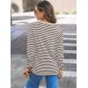 imageLILLUSORY Womens Striped Soft Knit Pullover Sweater Loose Fit Shirts with Chest PocketNutmeg