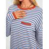 imageLILLUSORY Womens Striped Soft Knit Pullover Sweater Loose Fit Shirts with Chest PocketPink Blue