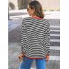 imageLILLUSORY Womens Striped Soft Knit Pullover Sweater Loose Fit Shirts with Chest PocketRedstriped Black