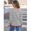 imageLILLUSORY Womens Striped Soft Knit Pullover Sweater Loose Fit Shirts with Chest PocketRedstriped Grey