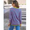 imageLILLUSORY Womens Striped Soft Knit Pullover Sweater Loose Fit Shirts with Chest PocketStriped Rainbow