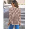 imageLILLUSORY Womens Striped Soft Knit Pullover Sweater Loose Fit Shirts with Chest PocketWhite Caramel
