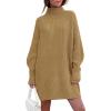 imageLILLUSORY Sweater Dresses for Women 2025 Fall Fashion Mock Neck Long Lantern Sleeve Oversized Outfits Knit Tops ClothesDark Apricot