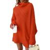 imageLILLUSORY Womens Turtleneck Oversized Long Sweater Dress 2025 Plus Size Tunic Pullover Knit Winter DressesOrange