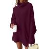 imageLILLUSORY Womens Turtleneck Oversized Long Sweater Dress 2025 Plus Size Tunic Pullover Knit Winter DressesWine Red