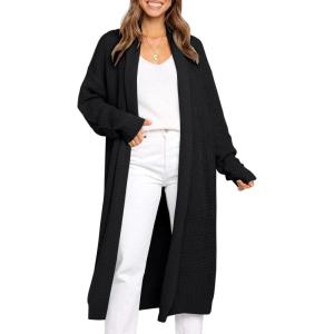 imageLILLUSORY Long Cardigan Sweaters for Women Fall Trendy Oversized Open Front Winter CoatBlack
