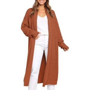imageLILLUSORY Long Cardigan Sweaters for Women Fall Trendy Oversized Open Front Winter CoatBrown