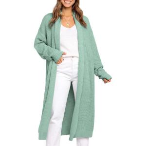 imageLILLUSORY Long Cardigan Sweaters for Women Fall Trendy Oversized Open Front Winter CoatGreen