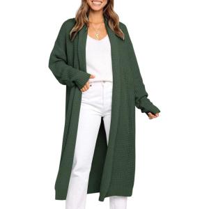 imageLILLUSORY Long Cardigan Sweaters for Women Fall Trendy Oversized Open Front Winter CoatOlive