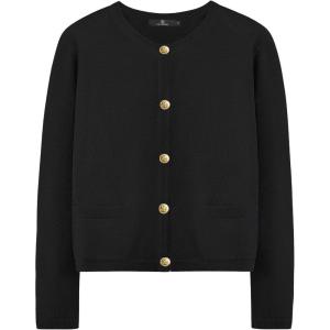 imageLILLUSORY Women Cardigan Sweaters Fall Outfit Clothes Fashion Cropped Jackets Trendy 2025 Casual Long Sleeve TopsA Black