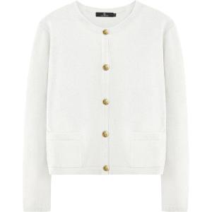 imageLILLUSORY Women Cardigan Sweaters Fall Outfit Clothes Fashion Cropped Jackets Trendy 2025 Casual Long Sleeve TopsA White