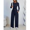 imageLILLUSORY 2 Piece Lounge Sets for Women Fall Outfits 2025 Two Piece Travel Sweatsuits Business Casual Fashion ClothesNavy
