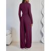 imageLILLUSORY 2 Piece Lounge Sets for Women Fall Outfits 2025 Two Piece Travel Sweatsuits Business Casual Fashion ClothesWine Purple