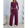 imageLILLUSORY 2 Piece Lounge Sets for Women Fall Outfits 2025 Two Piece Travel Sweatsuits Business Casual Fashion ClothesWine Purple