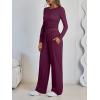 imageLILLUSORY 2 Piece Lounge Sets for Women Fall Outfits 2025 Two Piece Travel Sweatsuits Business Casual Fashion ClothesWine Purple