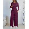 imageLILLUSORY 2 Piece Lounge Sets for Women Fall Outfits 2025 Two Piece Travel Sweatsuits Business Casual Fashion ClothesWine Purple