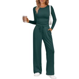 imageLILLUSORY 2 Piece Lounge Sets for Women Fall Outfits 2025 Two Piece Travel Sweatsuits Business Casual Fashion ClothesForest