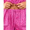 imageLILLUSORY Graphic Satin Pajamas for Women Set 2 Piece Ruffle Pjs Matching Lounge Party Button Down Sleepwear Silk NightwearHotpinkleopard