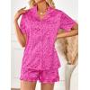 imageLILLUSORY Graphic Satin Pajamas for Women Set 2 Piece Ruffle Pjs Matching Lounge Party Button Down Sleepwear Silk NightwearHotpinkleopard
