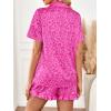 imageLILLUSORY Graphic Satin Pajamas for Women Set 2 Piece Ruffle Pjs Matching Lounge Party Button Down Sleepwear Silk NightwearHotpinkleopard