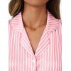 imageLILLUSORY Graphic Satin Pajamas for Women Set 2 Piece Ruffle Pjs Matching Lounge Party Button Down Sleepwear Silk NightwearStripedpink