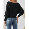 imageLILLUSORY Women One Shoulder Sweater Fall Fashion Long Batwing Sleeve Knit Pullover Cute Tops Trendy OutfitsBlack