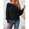 imageLILLUSORY Women One Shoulder Sweater Fall Fashion Long Batwing Sleeve Knit Pullover Cute Tops Trendy OutfitsBlack
