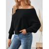 imageLILLUSORY Women One Shoulder Sweater Fall Fashion Long Batwing Sleeve Knit Pullover Cute Tops Trendy OutfitsBlack